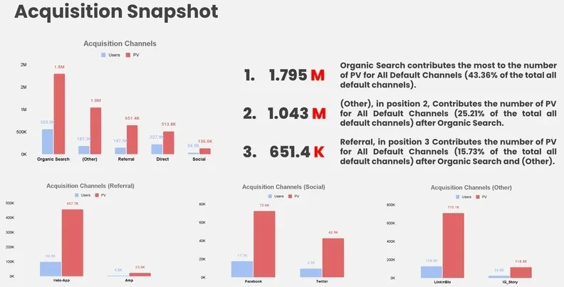 Acquisition snapshot: organic search as the top traffic channel