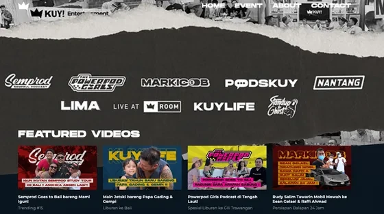 KUY Entertainment homepage and featured videos